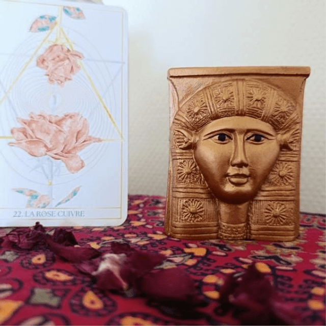 Statuette, amulette Visage Hathor Argile & Gypse "Cuivré"